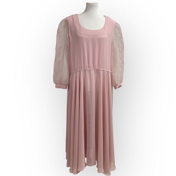 Vintage 1960’s Parnes Feinstein 3/4 sleeves pink midi dress. Retro party prom - Picture 3 of 11